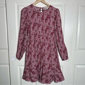 Boden Womens Dress Paisley Size 10 R Knee Length Long Sleeves Cottagecore Boho